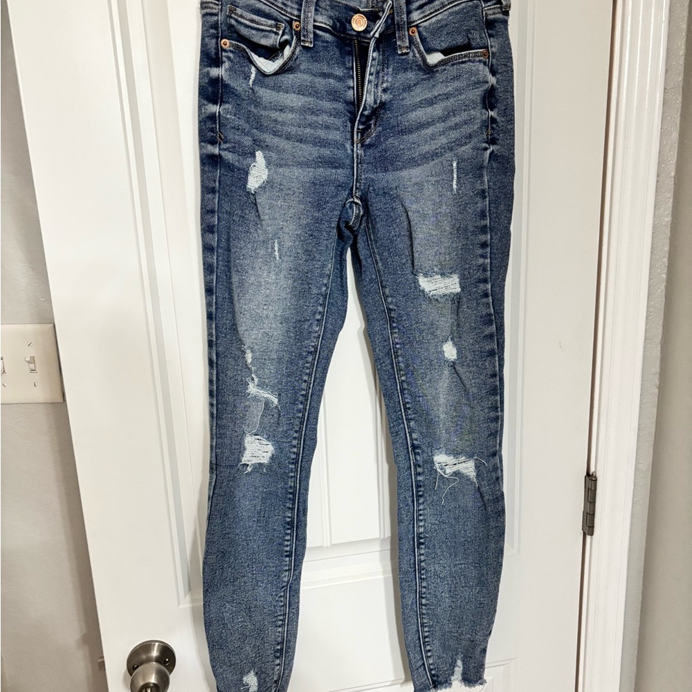 Women's Blue Distressed Jeans